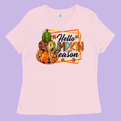 Hello Pumpkin Season Ladies Tee Designed By Racoondesign