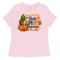 Bubblegum Pink hello pumpkin season Ladies Tee - RacoonDesign