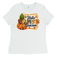 White hello pumpkin season Ladies Tee - RacoonDesign