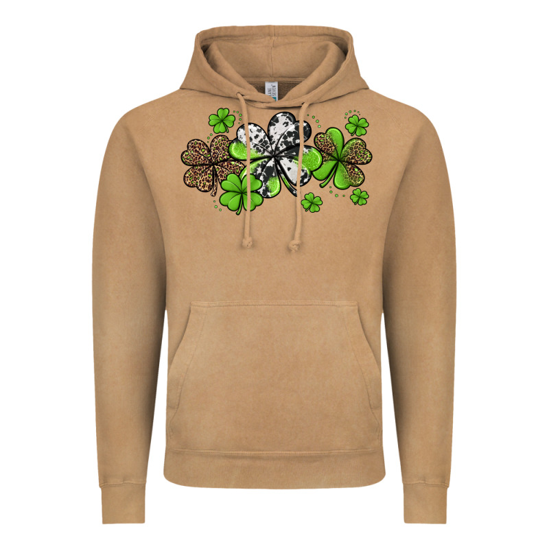 Western Cowhide Leopard Glitter Shamrocks Vintage Hoodie by Jasminsmagicworld | Teevron