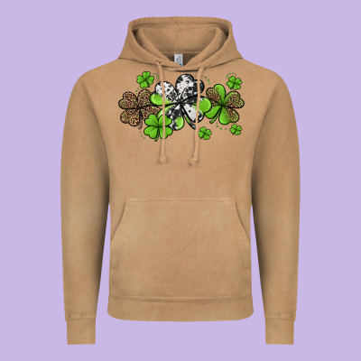 Western Cowhide Leopard Glitter Shamrocks Vintage Hoodie Designed By Jasminsmagicworld