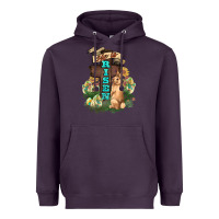 Plum He is risen Bunny Cross Easter Day Heavyweight Hoodie - HowdyJamesFarm