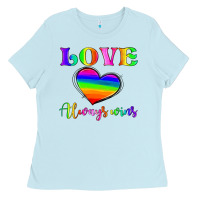 Baby Blue love always wins Ladies Tee - HRA Design Shop
