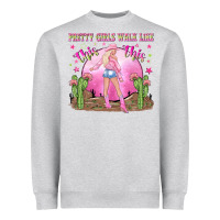 Heather Grey pretty girls walk like this this Heavyweight Sweatshirt - NancyCooperArtShop