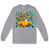 Heather Grey country roads take me home Long Sleeve Tee - MaliasSmallBusiness