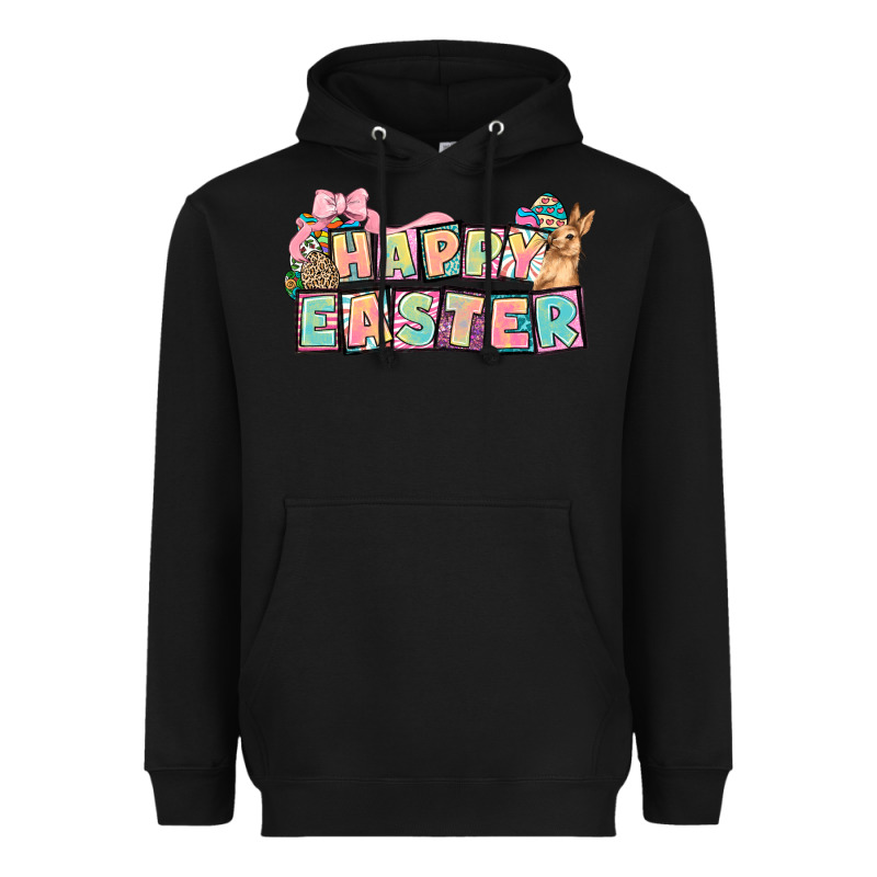 Happy Easter Plate Letters Easter Day Heavyweight Hoodie by HowdyJamesFarm | Teevron