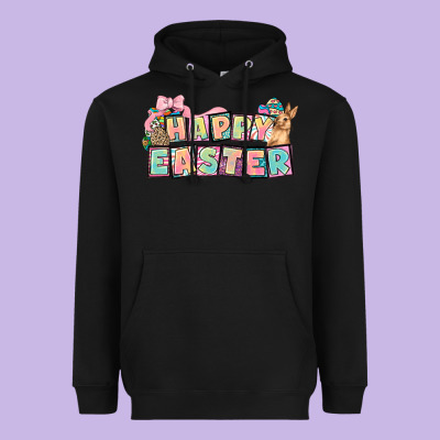 Happy Easter Plate Letters Easter Day Heavyweight Hoodie Designed By Howdyjamesfarm