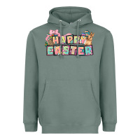 Sage Happy Easter plate letters Easter Day Heavyweight Hoodie - HowdyJamesFarm