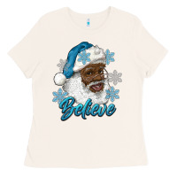 Winter Christmas African American Santa Believe Ladies Tee | Teevron