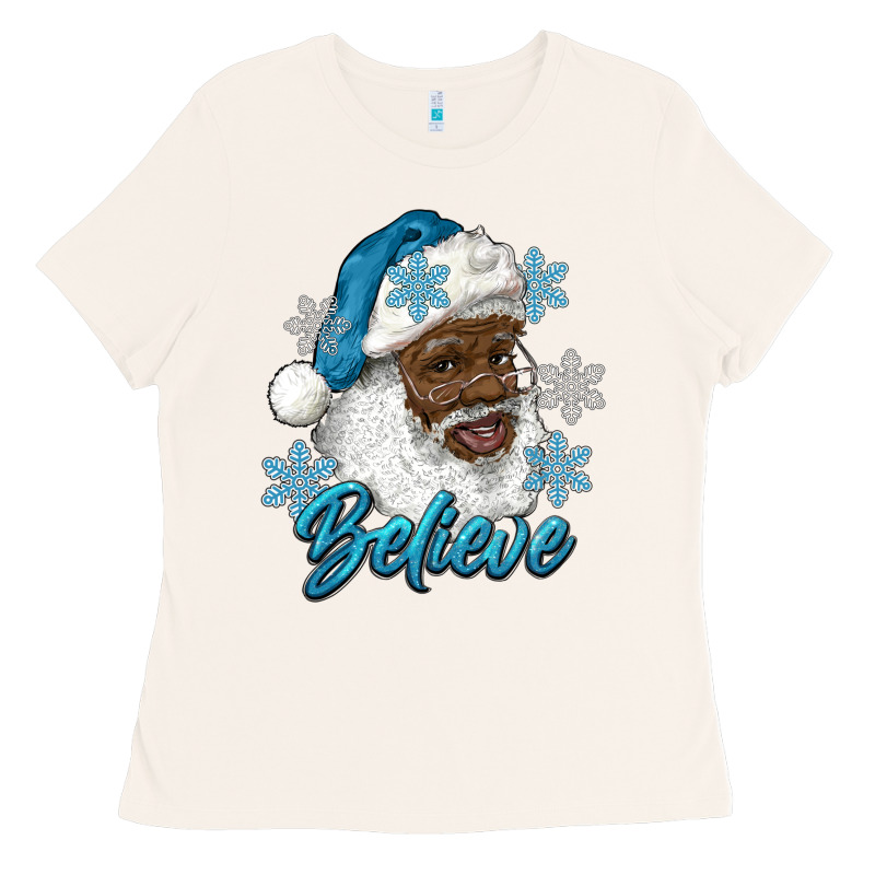 Winter Christmas African American Santa Believe Ladies Tee by RanaPortraitStore | Teevron