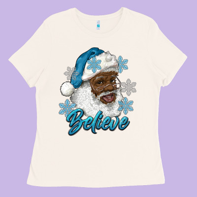 Winter Christmas African American Santa Believe Ladies Tee Designed By Ranaportraitstore