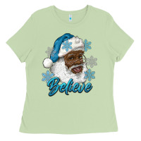 Matcha winter christmas african american santa believe Ladies Tee - RanaPortraitStore