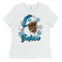 White winter christmas african american santa believe Ladies Tee - RanaPortraitStore