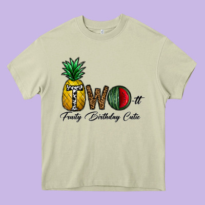 Two Fruity Birthday Cutie Heavy Core Tee Designed By Cowhidedigitalart