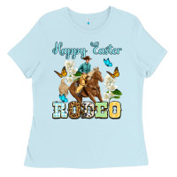 Baby Blue Happy Easter rodeo Ladies Tee - OliviaCreatesArt