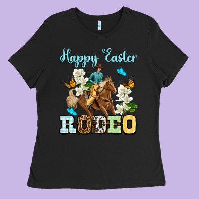 Happy Easter Rodeo Ladies Tee Designed By Oliviacreatesart
