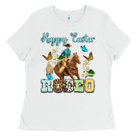 White Happy Easter rodeo Ladies Tee - OliviaCreatesArt