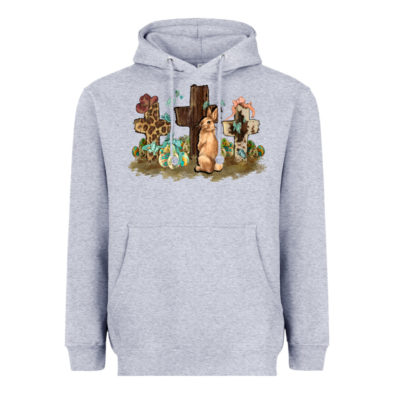 Western Rabbit Bunny With Crosses Easter Day Heavyweight Hoodie by HowdyJamesFarm | Teevron