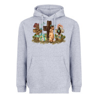 Heather Grey Western rabbit bunny with crosses Easter Day Heavyweight Hoodie - HowdyJamesFarm