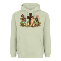 Matcha Western rabbit bunny with crosses Easter Day Heavyweight Hoodie - HowdyJamesFarm