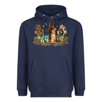 Navy Western rabbit bunny with crosses Easter Day Heavyweight Hoodie - HowdyJamesFarm