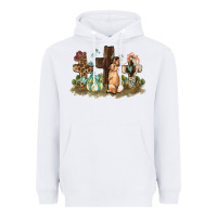 White Western rabbit bunny with crosses Easter Day Heavyweight Hoodie - HowdyJamesFarm