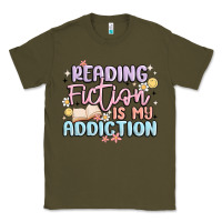 Army Green reading fiction is my addiction Classic Tee - MaliasSmallBusiness