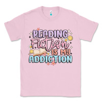 Bubblegum Pink reading fiction is my addiction Classic Tee - MaliasSmallBusiness