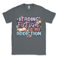 Charcoal Heather reading fiction is my addiction Classic Tee - MaliasSmallBusiness