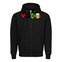 Black Funny St Patricks Day Love Peace Clover and Beer Zipper Hoodie - Bettercallsaul