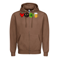Chestnut Funny St Patricks Day Love Peace Clover and Beer Zipper Hoodie - Bettercallsaul