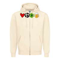 Sandshell Funny St Patricks Day Love Peace Clover and Beer Zipper Hoodie - Bettercallsaul