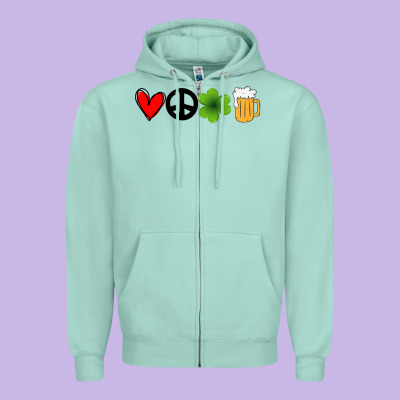 Funny St Patricks Day Love Peace Clover And Beer Zipper Hoodie Designed By Bettercallsaul