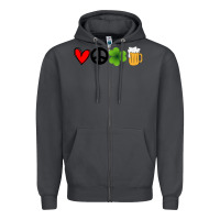 Smoke Funny St Patricks Day Love Peace Clover and Beer Zipper Hoodie - Bettercallsaul