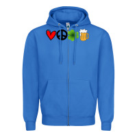 True Royal Funny St Patricks Day Love Peace Clover and Beer Zipper Hoodie - Bettercallsaul
