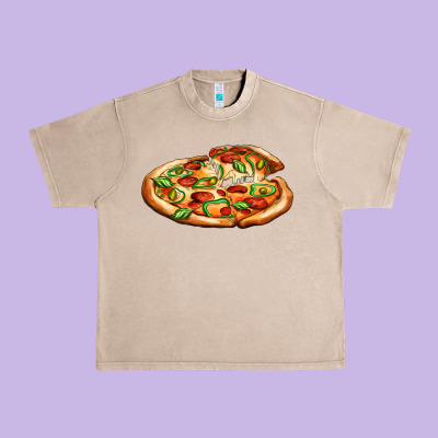 Big Pizza Urban Heavy Tee Designed By Adodesignshop
