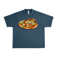 Midnight Navy big pizza Urban Heavy Tee - AdoDesignShop