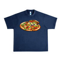 Navy big pizza Urban Heavy Tee - AdoDesignShop