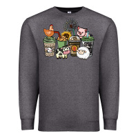 Charcoal Heather Farm animal coffee cups Premium Sweatshirt - HowdyJamesFarm