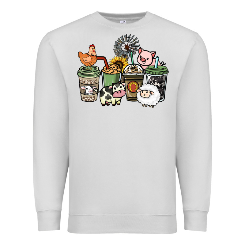 Farm Animal Coffee Cups Premium Sweatshirt by HowdyJamesFarm | Teevron