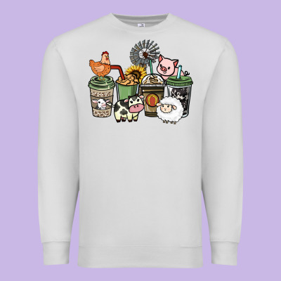 Farm Animal Coffee Cups Premium Sweatshirt Designed By Howdyjamesfarm