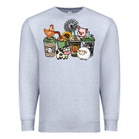 Heather Grey Farm animal coffee cups Premium Sweatshirt - HowdyJamesFarm