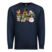 Navy Farm animal coffee cups Premium Sweatshirt - HowdyJamesFarm