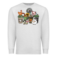 Oatmeal Heather Farm animal coffee cups Premium Sweatshirt - HowdyJamesFarm
