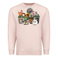 Pale Pink Farm animal coffee cups Premium Sweatshirt - HowdyJamesFarm