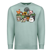 Seafoam Farm animal coffee cups Premium Sweatshirt - HowdyJamesFarm