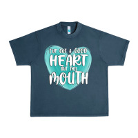 Midnight Navy i have got a good heart but this mouth Urban Heavy Tee - MaliasSmallBusiness