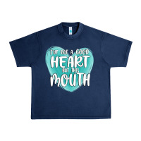 Navy i have got a good heart but this mouth Urban Heavy Tee - MaliasSmallBusiness