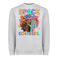 Heather Grey space cowgirl Heavyweight Sweatshirt - MaliasSmallBusiness