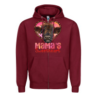 Burgundy mama's sweetheart highland calf Zipper Hoodie - RanaPortraitStore